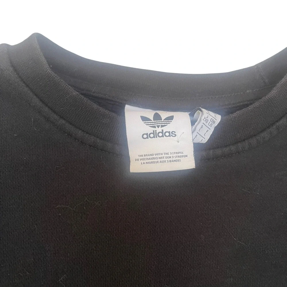 Adidas Originals Mens Trefoil 3-Stripe Crewneck Sweatshirt Black Large Logo